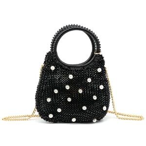 BC BAGS| Beaded Pearl Mini Bag | NWT | Statement Handle | Gold Chain Crossbody